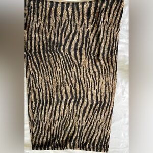 Michael Kors Black and Gold Animal Print Infinity Knit Scarf